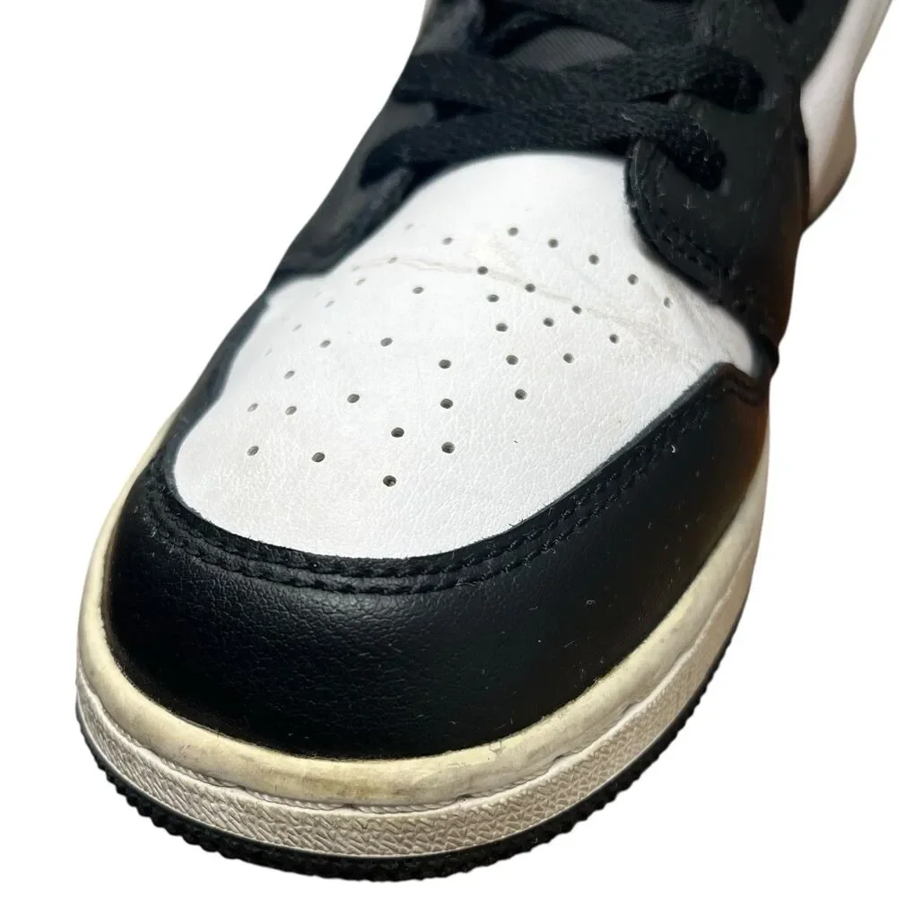 Nike Air Jordan 1 Low‎ GS Youth 6.5Y Black White Gray Leather 553560-040